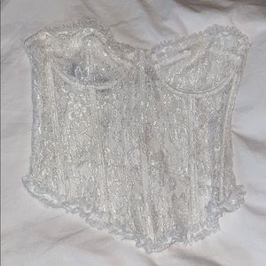 White lace strapless push up corset top!
